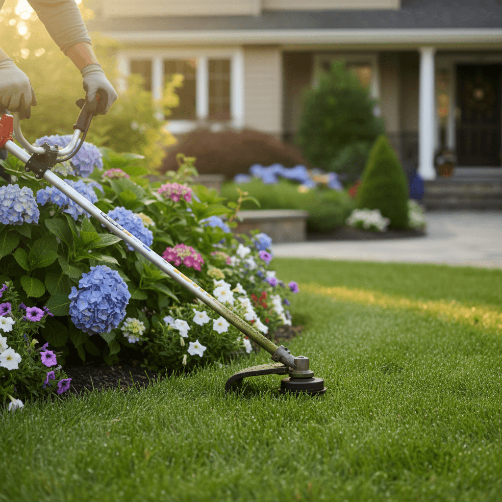 Professional edging detail showing precise lawn borders