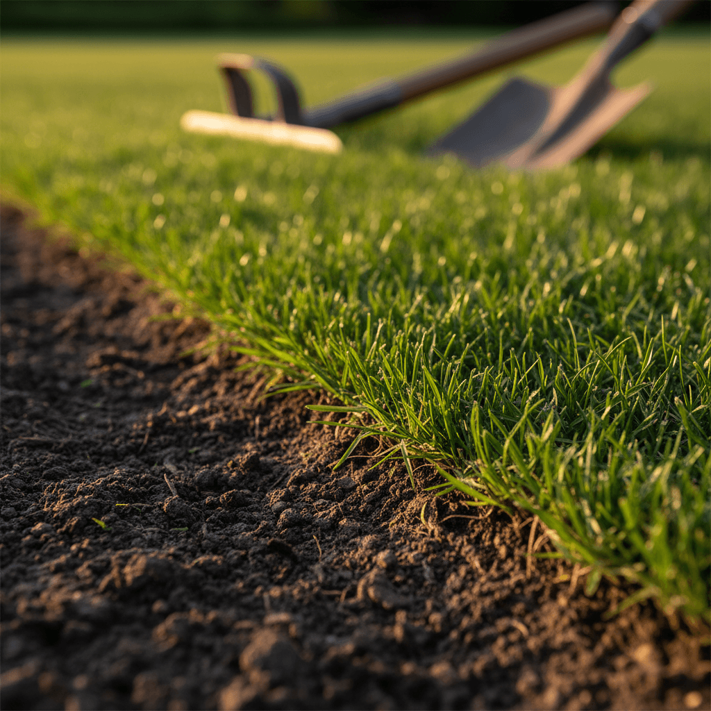 Precise lawn edging creating clean borders